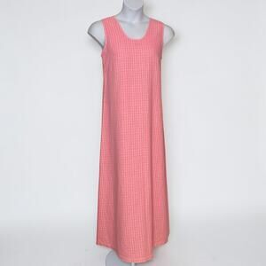 Fresh Produce Linen Cotton Maxi Dress Pink Check Sleeveless Coastal Y2K Size L